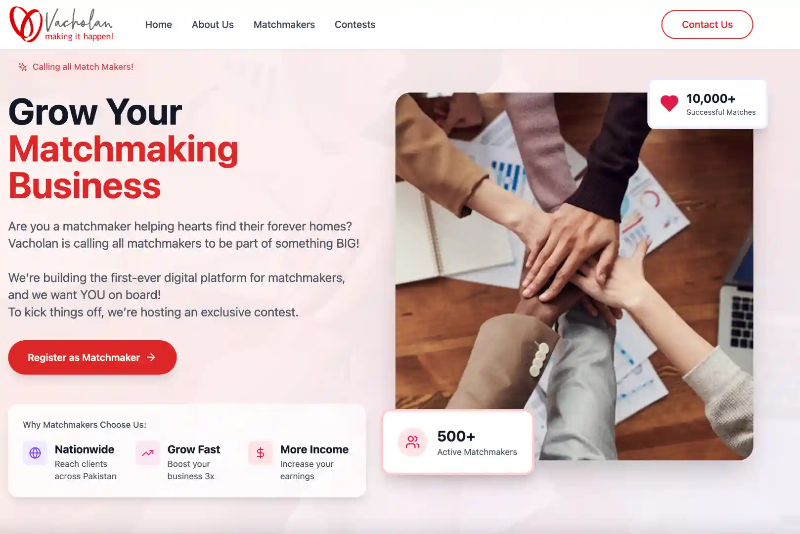Vacholan – Marriage Platform — website project screenshot by Mughees Butt